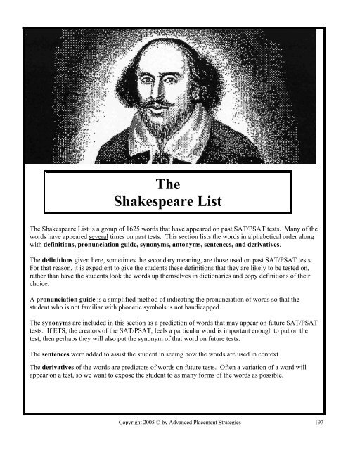 The Shakespeare List - Flower Mound High School